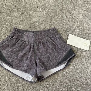 Lululemon Hotty Hot Short ll, size 2, heathered purple/heathered gray